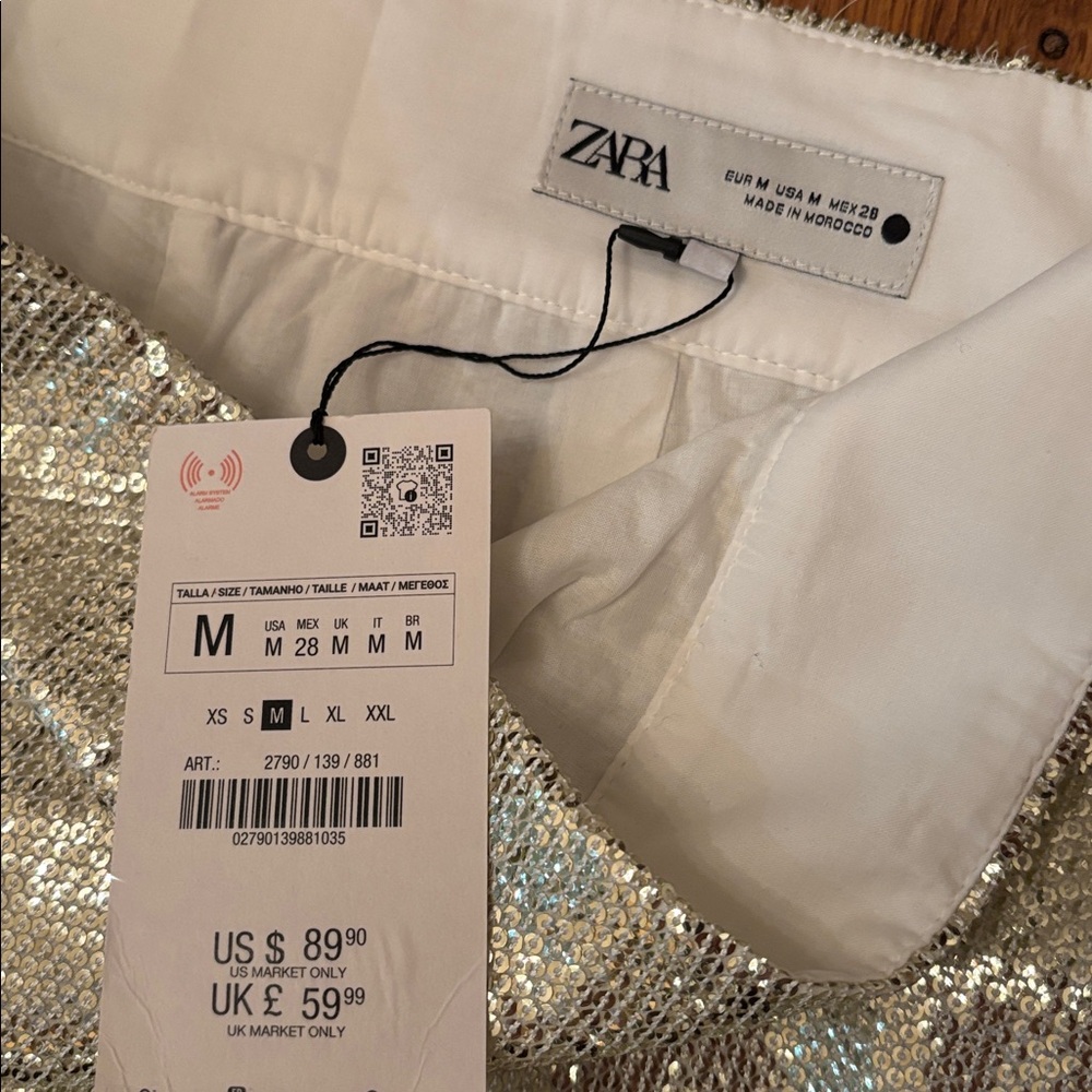 Zara gold sequined sparkly metallic wide leg pants sz.M - Picture 9 of 10
